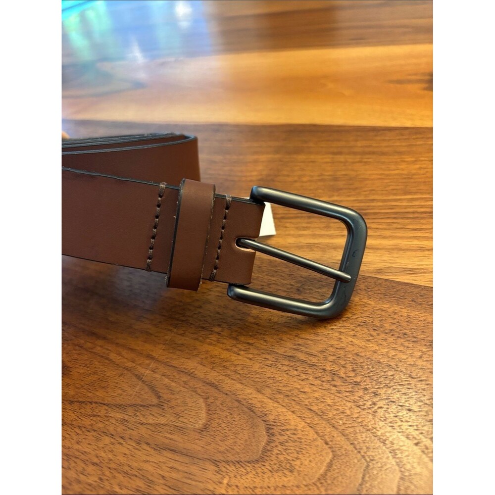 Timberland Brown Leather Belt Silver Tone Buckle 40”
